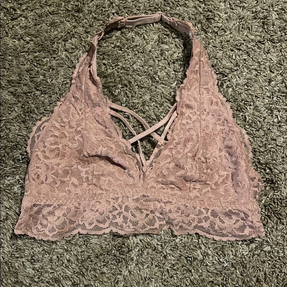 Lace Halter Bralette in Pink